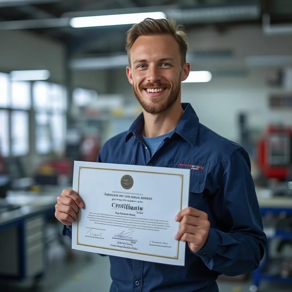 Technik na školení alebo s certifikátom